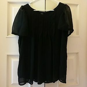 ANTILIA FEMME WOMEN'S BLOUSE PLEATED BLK. SZ.XL